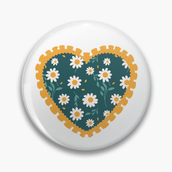 Item preview, Dark teal floral heart with yellow frilly border  designed and sold by priyankajustine.