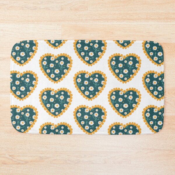 Item preview, Dark teal floral heart with yellow frilly border  designed and sold by priyankajustine.