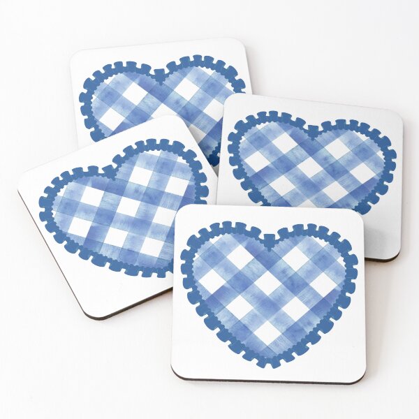 Item preview, Blue plaid / checkered heart with blue frilly border  designed and sold by priyankajustine.