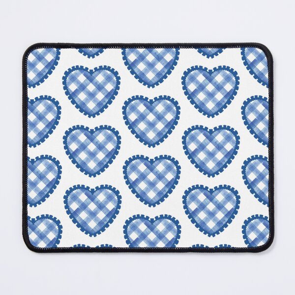 Item preview, Blue plaid / checkered heart with blue frilly border  designed and sold by priyankajustine.