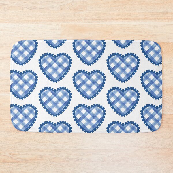 Item preview, Blue plaid / checkered heart with blue frilly border  designed and sold by priyankajustine.