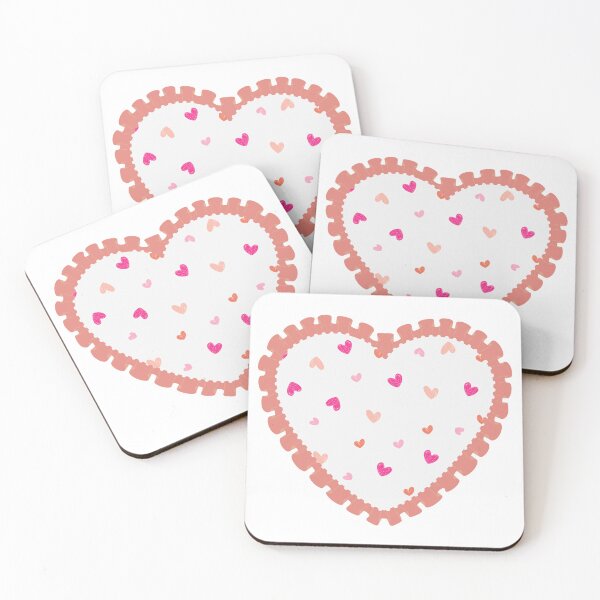 Item preview, White heart with peach frilly border  designed and sold by priyankajustine.
