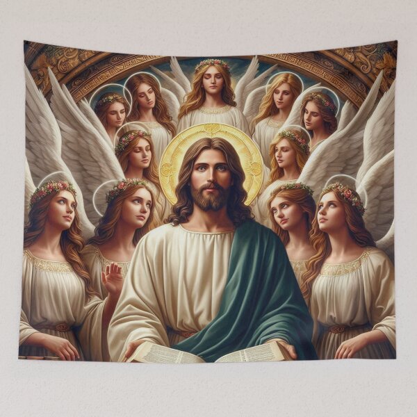 Item preview, Jesus Christ reading with the angels designed and sold by JesusClub.