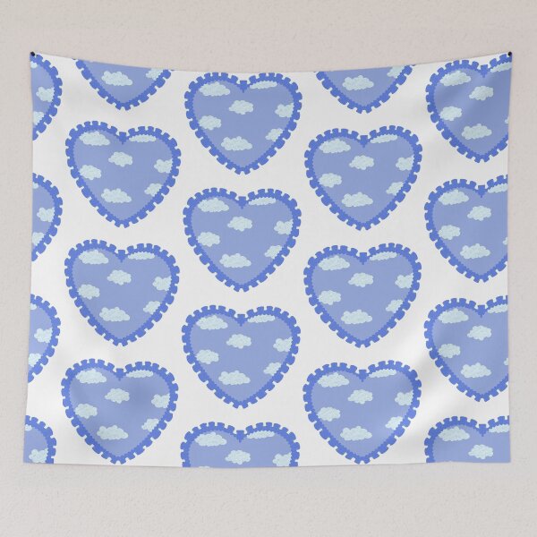 Item preview, Blue heart with clouds and blue frilly border  designed and sold by priyankajustine.