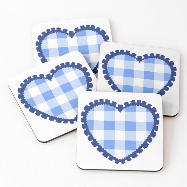Item preview, Blue heart with plaid/ checkered pattern and blue frilly border  designed and sold by priyankajustine.
