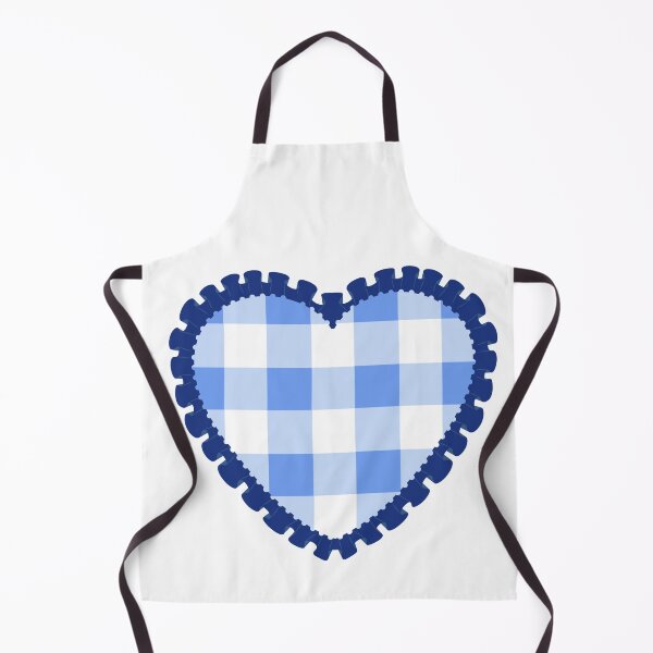 Item preview, Blue heart with plaid/ checkered pattern and blue frilly border designed and sold by priyankajustine.