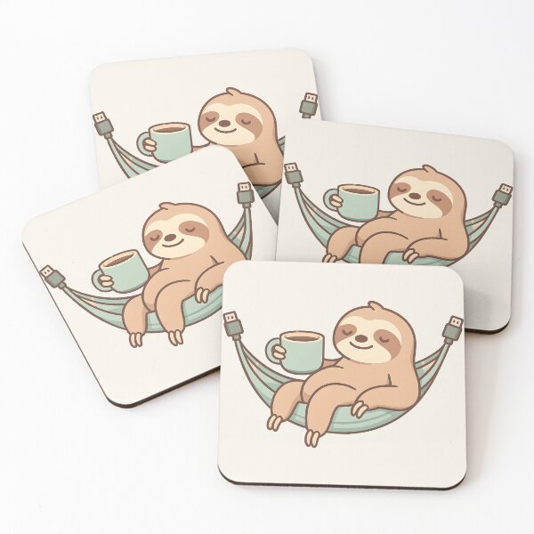 Item preview, Coffee Sloth - Slow Living Tech Life designed and sold by ArtsyWishesShop.