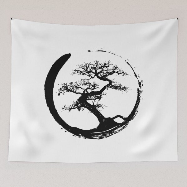 Item preview, Zen Bonsai Tree In Enso Circle (Black) 	 	 designed and sold by ahmeyekuzaiw.
