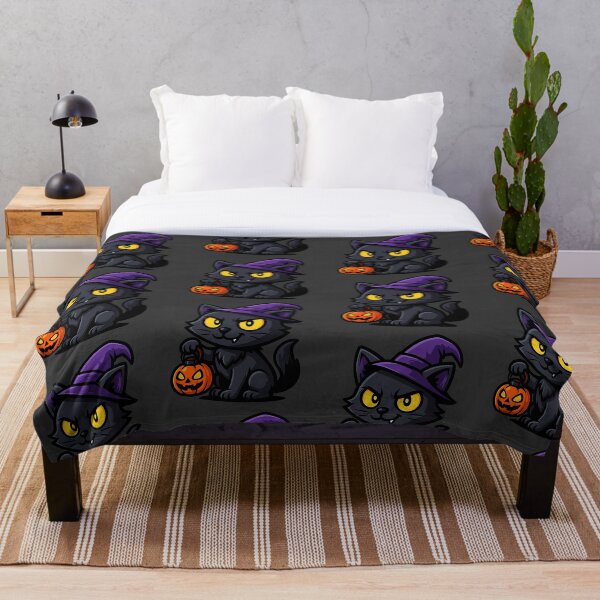 Item preview, Halloween black cat with hat and pumpkin designed and sold by Ahau Designs.