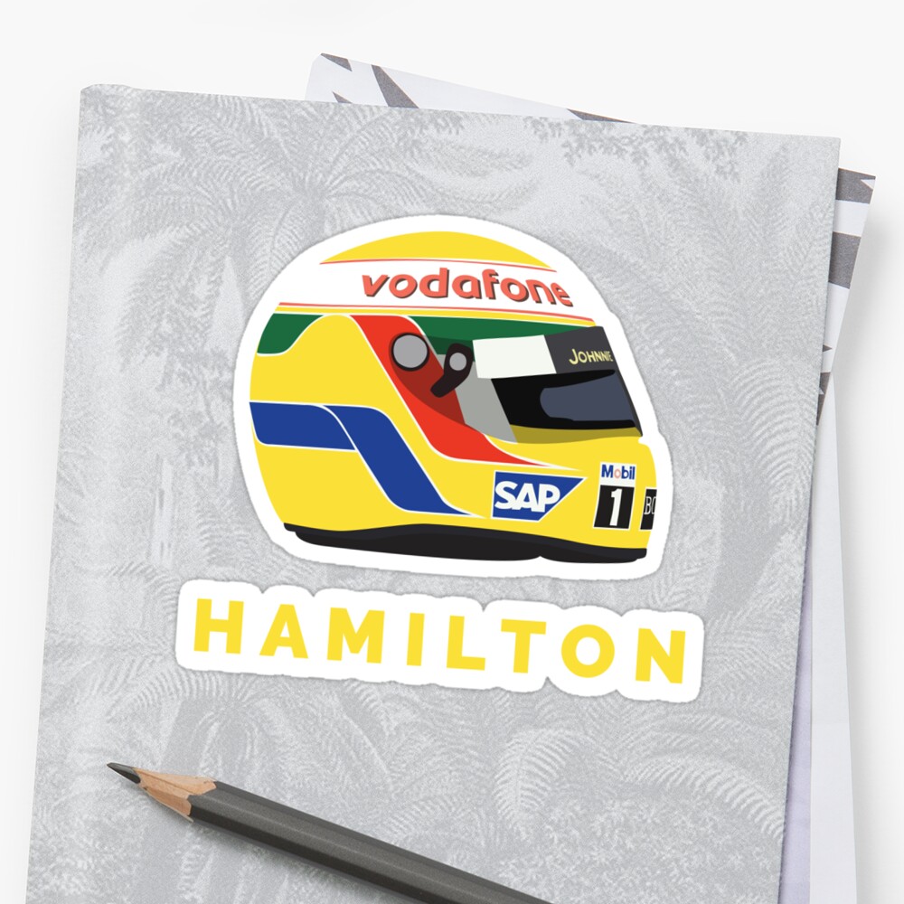 "Lewis Hamilton 2008 Helmet" Sticker by SebCooke | Redbubble