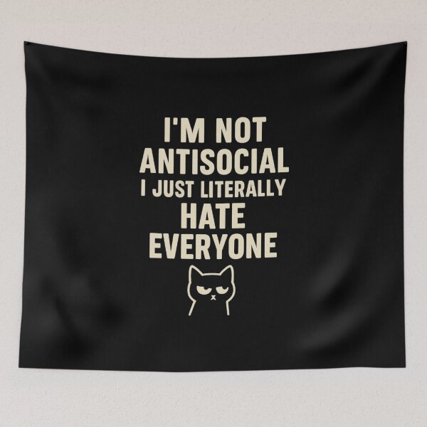 Item preview, Not Antisocial – Sarcastic Cat Silhouette Quote designed and sold by catastrocat.