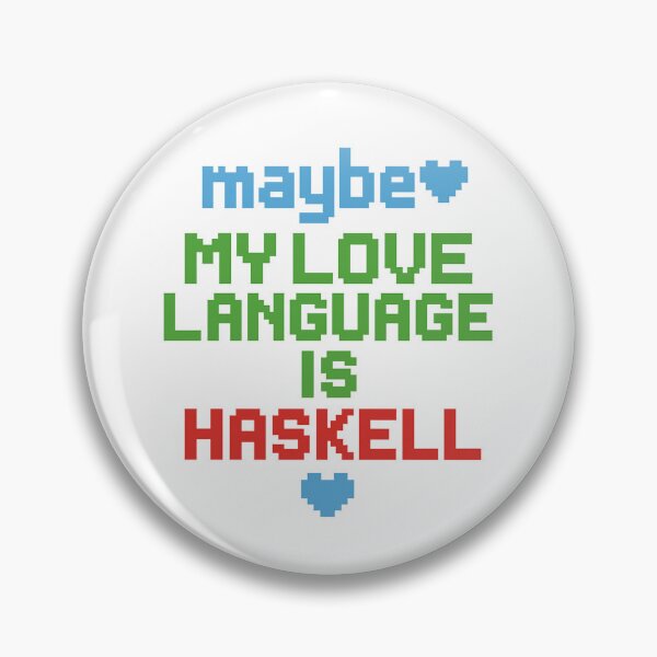 Artikelvorschau, Vielleicht ist Haskell meine Liebessprache – Pixel-Art-Programmier-Meme zum Valentinstag entworfen und verkauft von Nerd Romance Café.