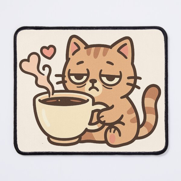Item preview, Morning Mood Cat - Happy Coffee Vibes designed and sold by ArtsyWishesShop.