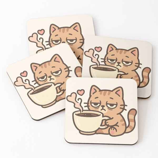 Item preview, Morning Mood Cat - Happy Coffee Vibes designed and sold by ArtsyWishesShop.