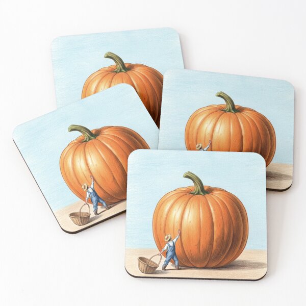 Item preview, Farmer with Giant Pumpkin Whimsical Harvest Artwork designed and sold by Tamarage.