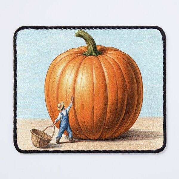 Item preview, Farmer with Giant Pumpkin Whimsical Harvest Artwork designed and sold by Tamarage.