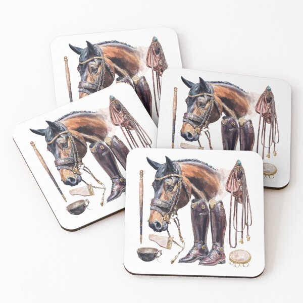Item preview, Equestrian Elegance Watercolor Horse and Riding Gear designed and sold by Anastasiia Yurevych.