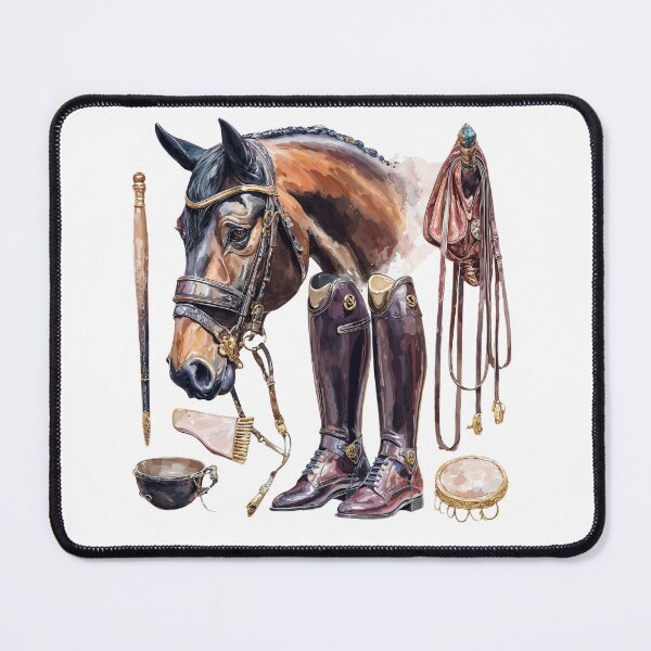 Item preview, Equestrian Elegance Watercolor Horse and Riding Gear designed and sold by Anastasiia Yurevych.