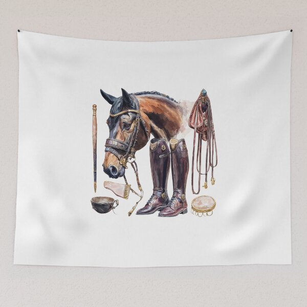 Item preview, Equestrian Elegance Watercolor Horse and Riding Gear designed and sold by Anastasiia Yurevych.