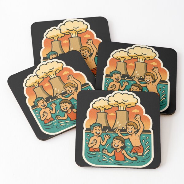 Item preview, Retro Comic Sticker – Kids Swimming by Nuclear Plant, Dark Humor Atomic Energy Art, Cozy Apocalypse Aesthetic designed and sold by JacobKAurumhead.
