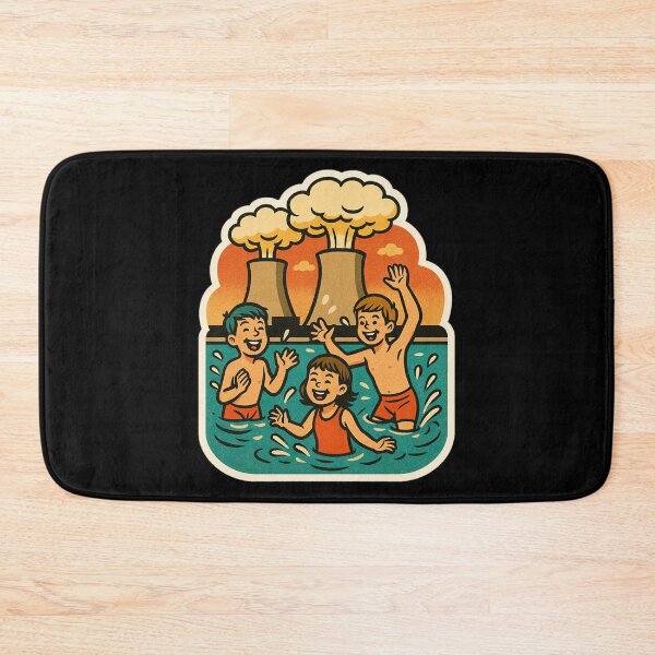 Item preview, Retro Comic Sticker – Kids Swimming by Nuclear Plant, Dark Humor Atomic Energy Art, Cozy Apocalypse Aesthetic designed and sold by JacobKAurumhead.