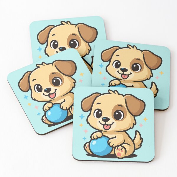 Item preview, Cute puppy with a blue ball designed and sold by Ahau Designs.