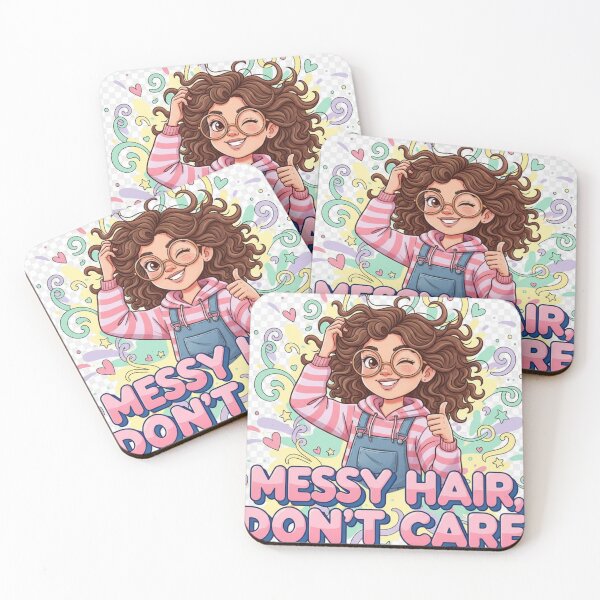 Item preview, Messy Hair, Don’t Care – Cute Cartoon Girl Quote designed and sold by GogoVibes.