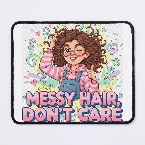 Item preview, Messy Hair, Don’t Care – Cute Cartoon Girl Quote designed and sold by GogoVibes.