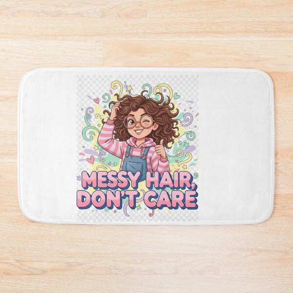 Item preview, Messy Hair, Don’t Care – Cute Cartoon Girl Quote designed and sold by GogoVibes.