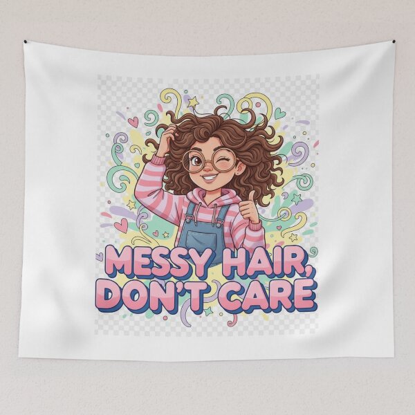 Item preview, Messy Hair, Don’t Care – Cute Cartoon Girl Quote designed and sold by GogoVibes.
