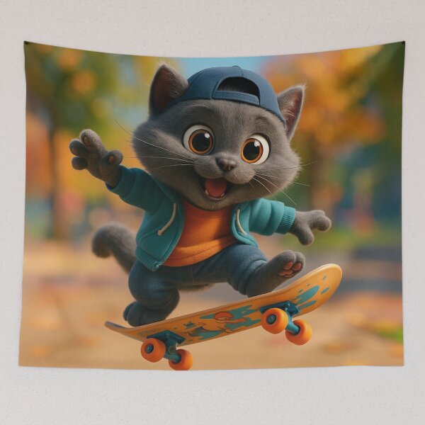 Item preview, Skater Chartreux Cat designed and sold by Sillytoe.