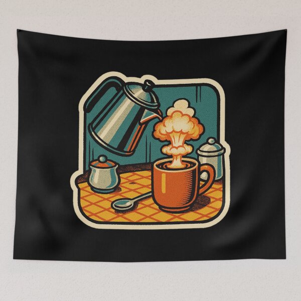 Item preview, Retro Coffee Explosion Sticker – Funny Morning Humor, Atomic Coffee Mug, Cozy Apocalypse Aesthetic designed and sold by JacobKAurumhead.