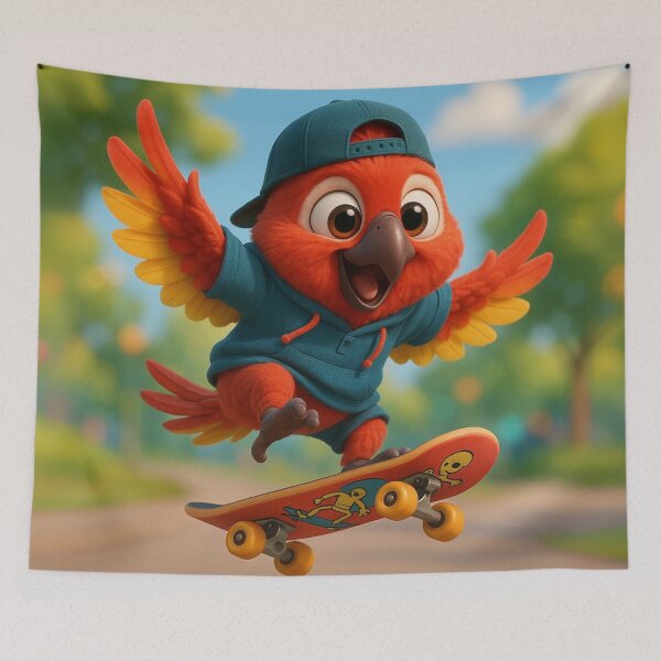 Item preview, Skater Cuban Red Macaw designed and sold by Sillytoe.