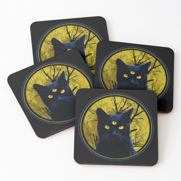 Item preview, Midnight Oracle – Three-Eyed Black Cat Yellow Moon designed and sold by jagatdsgn.