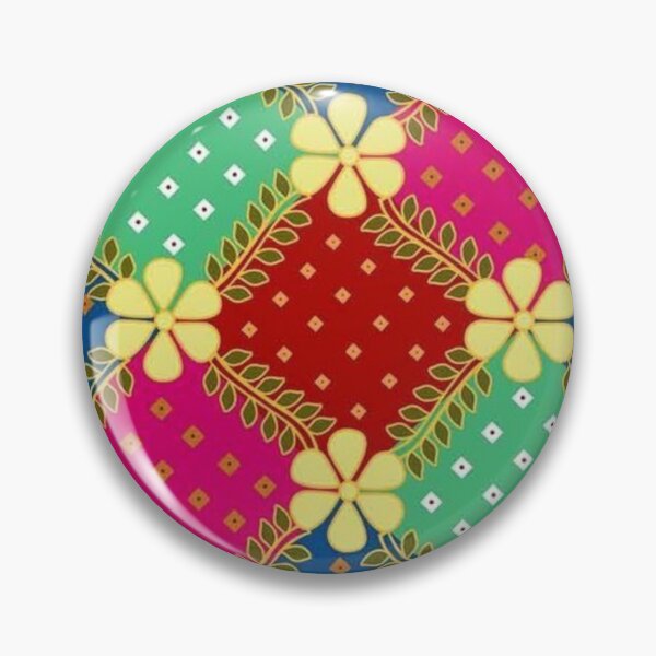 Item preview, Colorful Floral Pattern with Geometric Squares designed and sold by Kruti Collection.