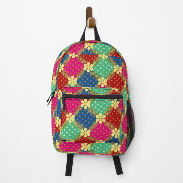 Item preview, Colorful Floral Pattern with Geometric Squares designed and sold by Kruti Collection.