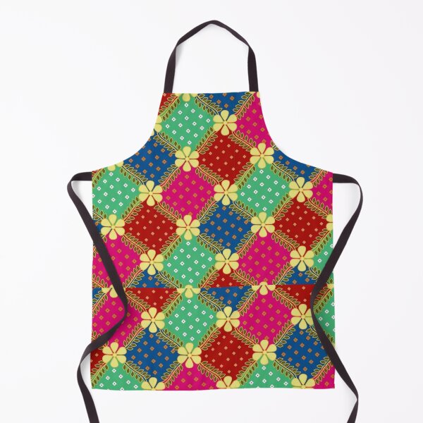 Item preview, Colorful Floral Pattern with Geometric Squares designed and sold by Kruti Collection.