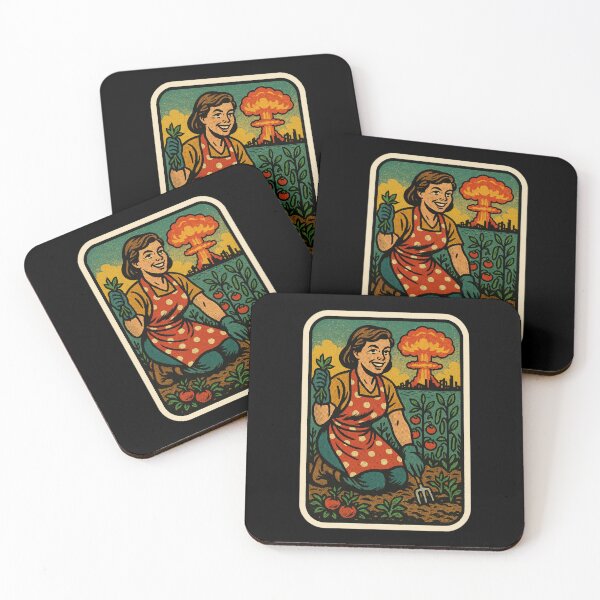 Item preview, Retro Comic Gardening Woman Sticker – Dark Humor Nuclear Explosion, Cozy Apocalypse Aesthetic designed and sold by JacobKAurumhead.
