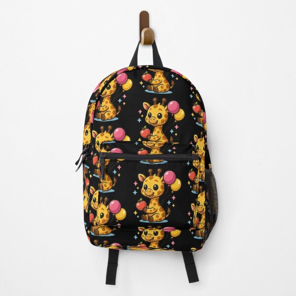 Item preview, Kawaii giraffe with balloons and apple designed and sold by Ahau Designs.