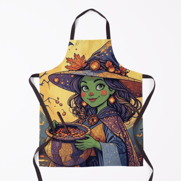 Item preview, Cute Autumn Witch Brewing Magic Potion – Cozy Halloween Artwork designed and sold by ArtBySylvia.