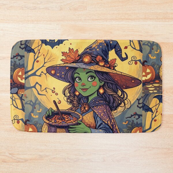 Item preview, Cute Autumn Witch Brewing Magic Potion – Cozy Halloween Artwork designed and sold by ArtBySylvia.