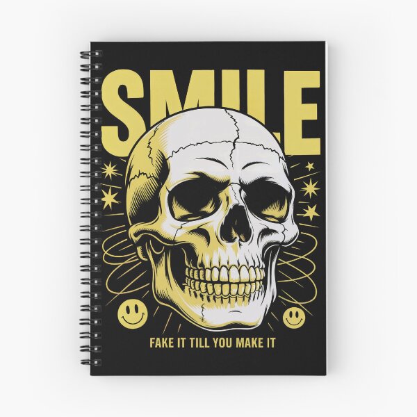 Item preview, Smile – Fake It Till You Make It Yellow Skull Art designed and sold by SoftStyleStudio ⭐⭐⭐.