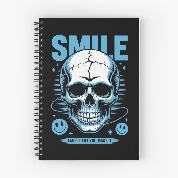 Item preview, Smile – Fake It Till You Make It Skull Art designed and sold by SoftStyleStudio ⭐⭐⭐.