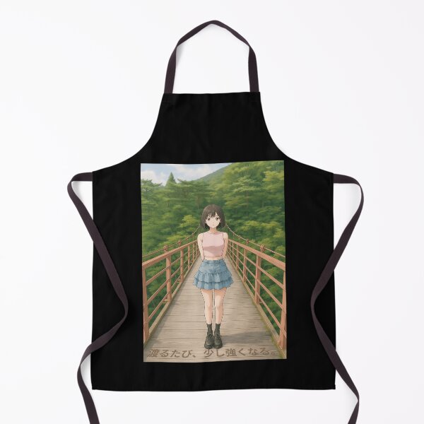 Item preview, Manga Girl Rope Bridge Positive Overcoming Fear Japanese Message designed and sold by Maljonic.