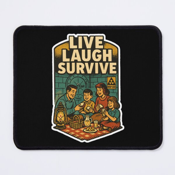 Item preview, Retro Family Picnic Sticker – Cozy Apocalypse Dark Humor Nuclear Shelter Scene designed and sold by JacobKAurumhead.