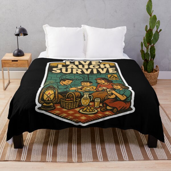 Item preview, Retro Family Picnic Sticker – Cozy Apocalypse Dark Humor Nuclear Shelter Scene designed and sold by JacobKAurumhead.