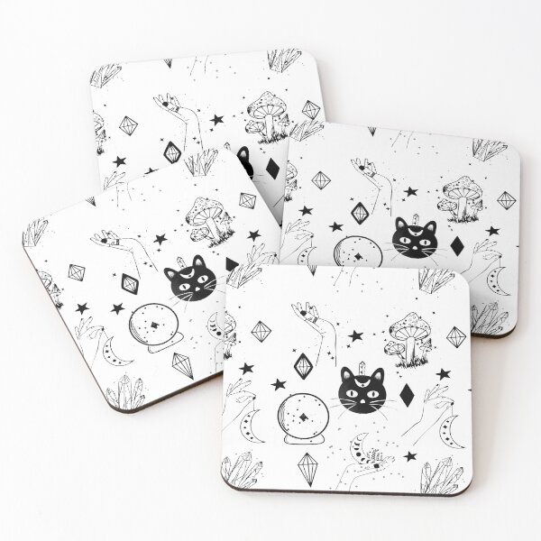 Item preview, Mystical Seamless Pattern With Cat and Crystals designed and sold by CorAleArt.