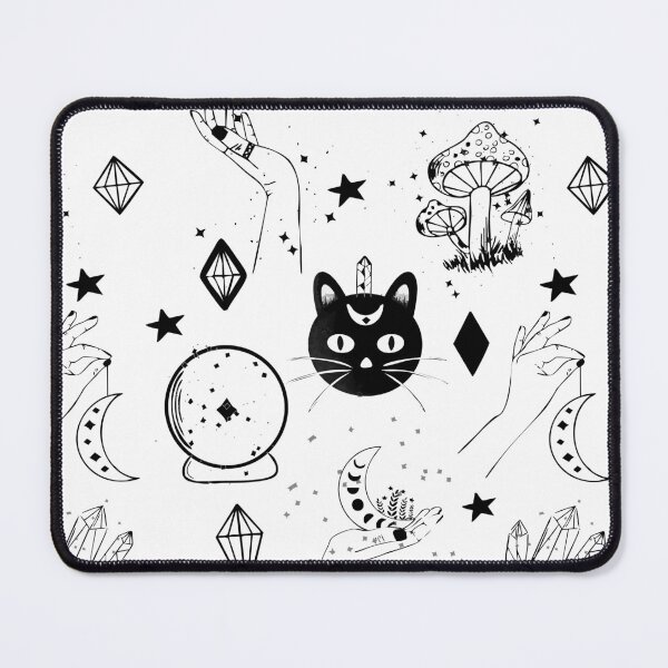 Item preview, Mystical Seamless Pattern With Cat and Crystals designed and sold by CorAleArt.