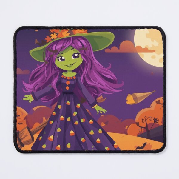 Item preview, Cute Halloween Witch with Purple Hair – Autumn Night Magic designed and sold by ArtBySylvia.