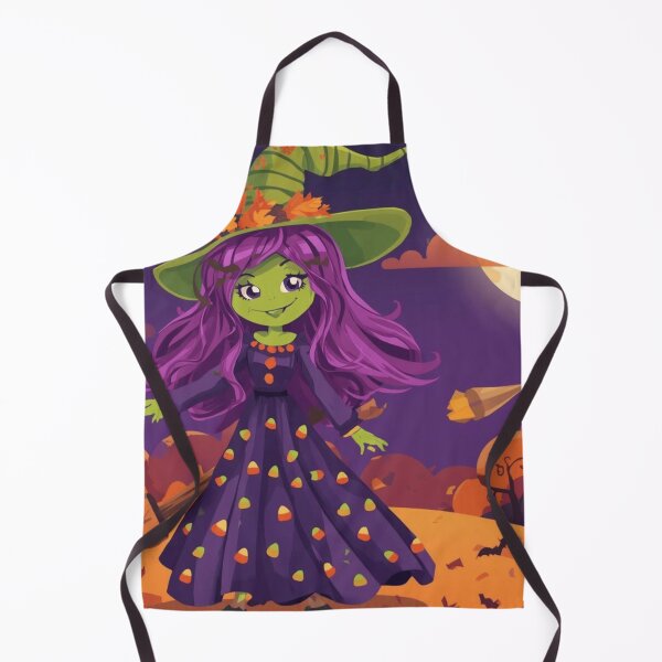 Item preview, Cute Halloween Witch with Purple Hair – Autumn Night Magic designed and sold by ArtBySylvia.
